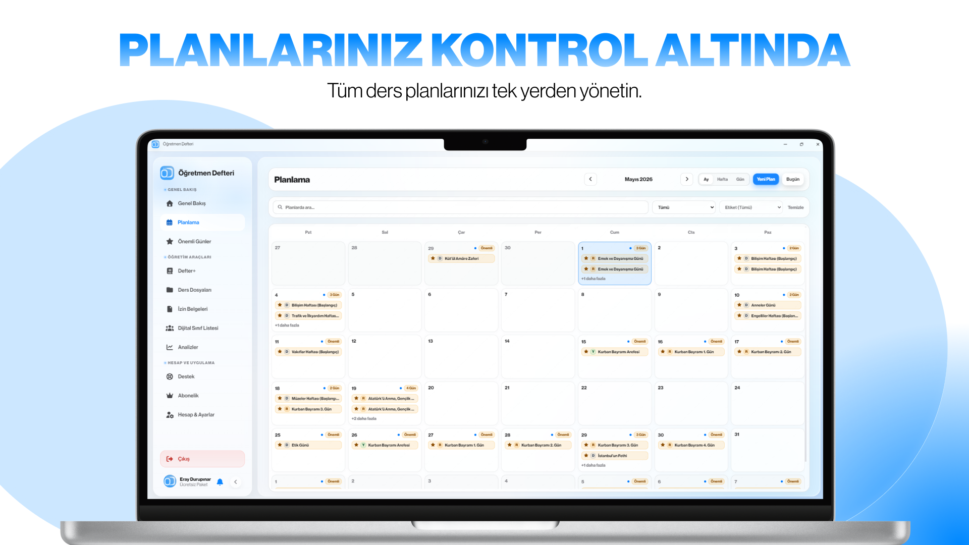 Planlama ekranı